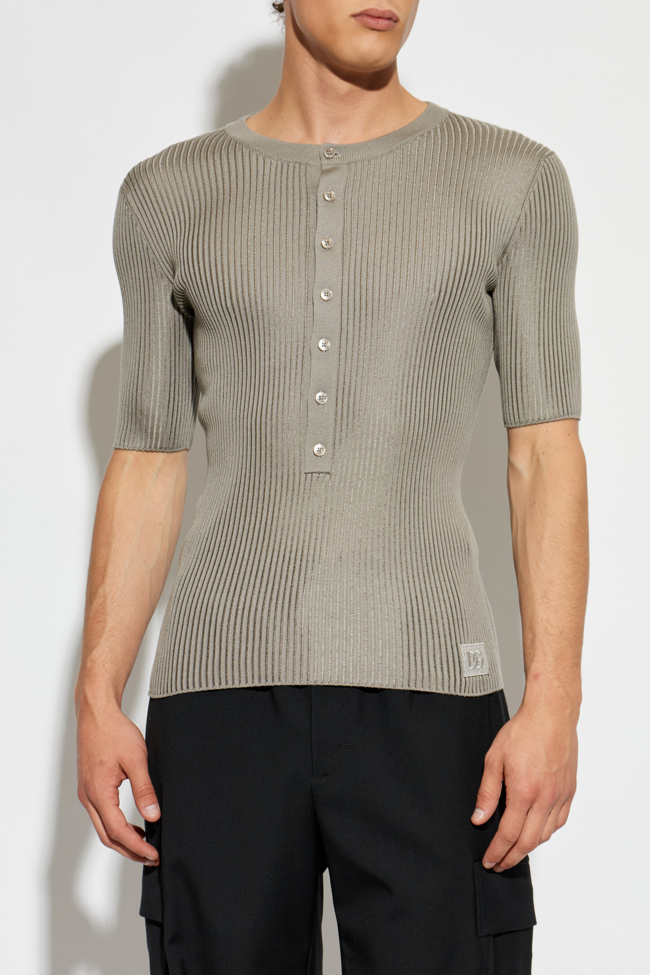 Dolce & Gabbana Silk t-shirt with logo patch | Men's | Vitkac